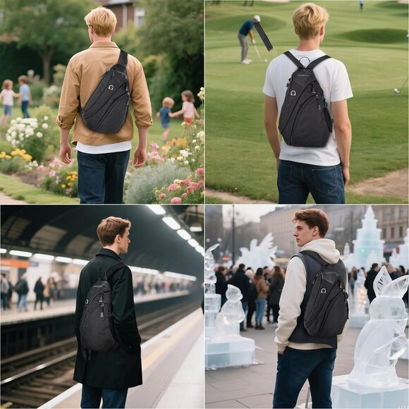 Water-Resistant Traveler's Sling Backpack with Anti-Theft Pocket and Pockets - Picture 7 of 7